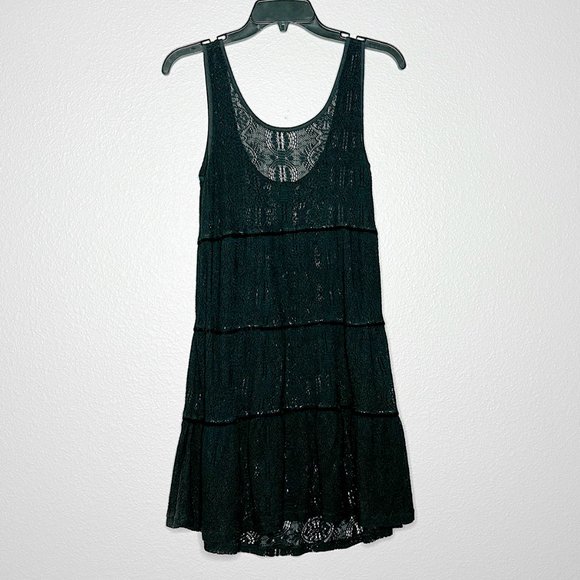 No Label-Sheer Crochet Black‎ Sleeveless Dress Size Medium - Picture 9 of 10